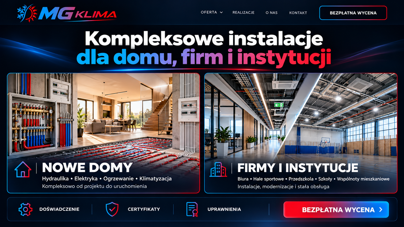 MG Klima — kompleksowe instalacje dla nowych domów, firm i instytucji
