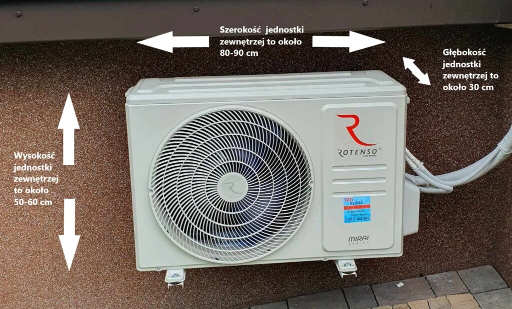 Montaż klimatyzacji 3 Wymiary montazowe jednosttki zewnetrzej 1